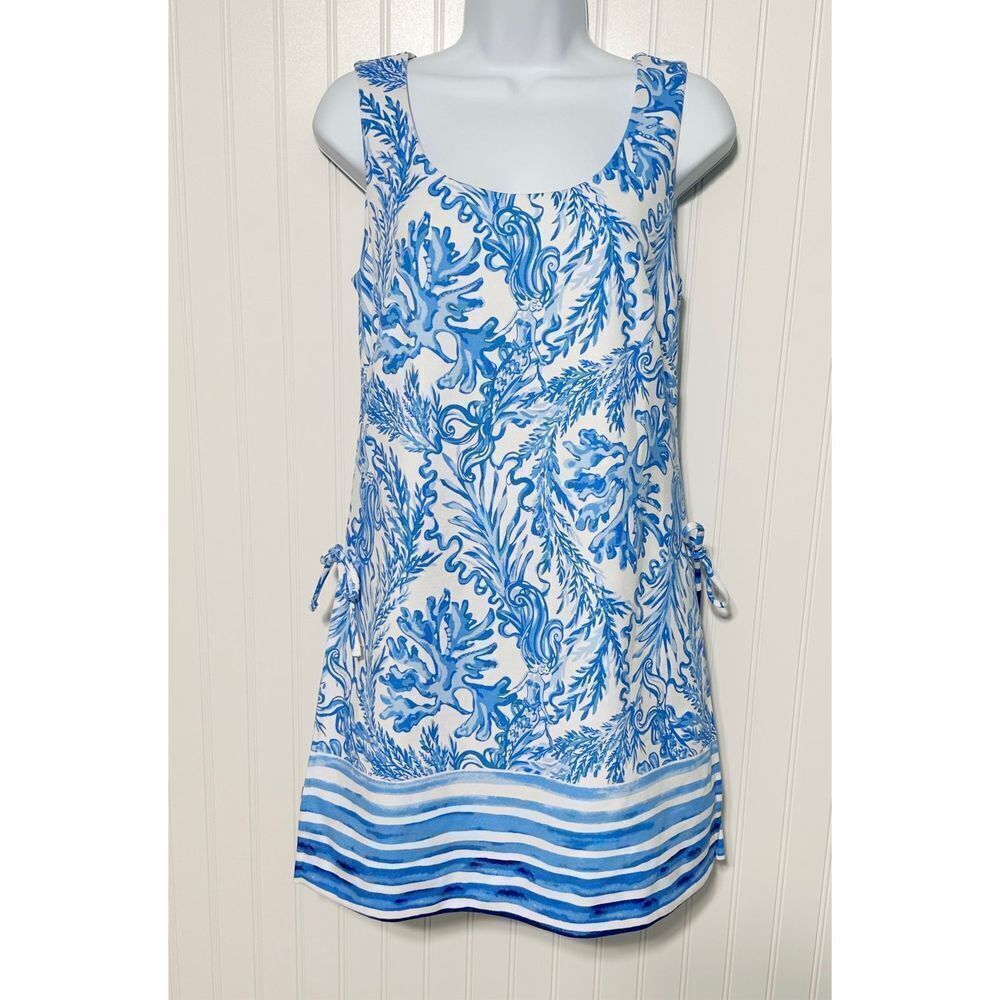 Lilly Pulitzer Sammi Romper‎ Dress Aqua Lounge Engineered Resort White Blue 4